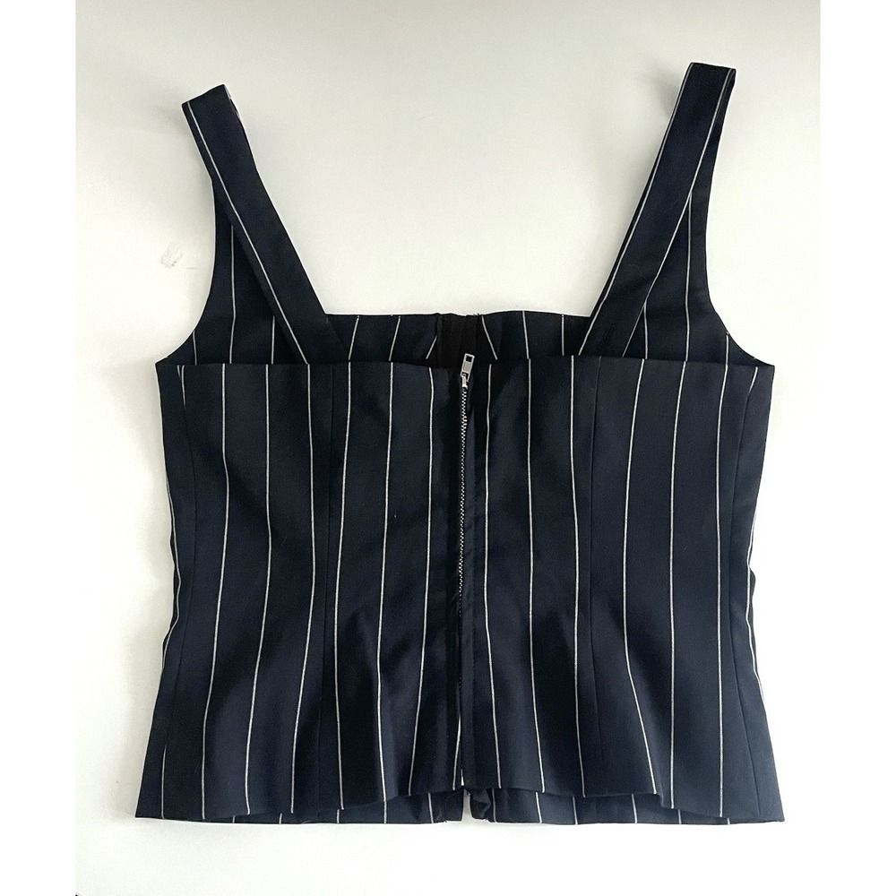 NWT Dissh Sander Navy Stripe Hook & Eye Sleeveless Cropped Bustier Top Sz 6 - Picture 8 of 13